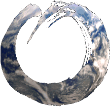 Logo: Terre visible à travers le symbole Zen de la vie.